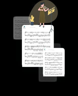 Illustration of digital sheet music available on Tissimo