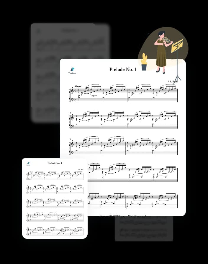 Illustration of digital sheet music available on Tissimo